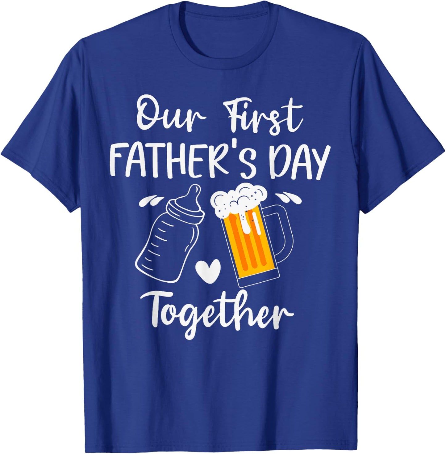 Our First Father's Day Milk Vs Beer Together T-Shirt - T-Shirt | Royal