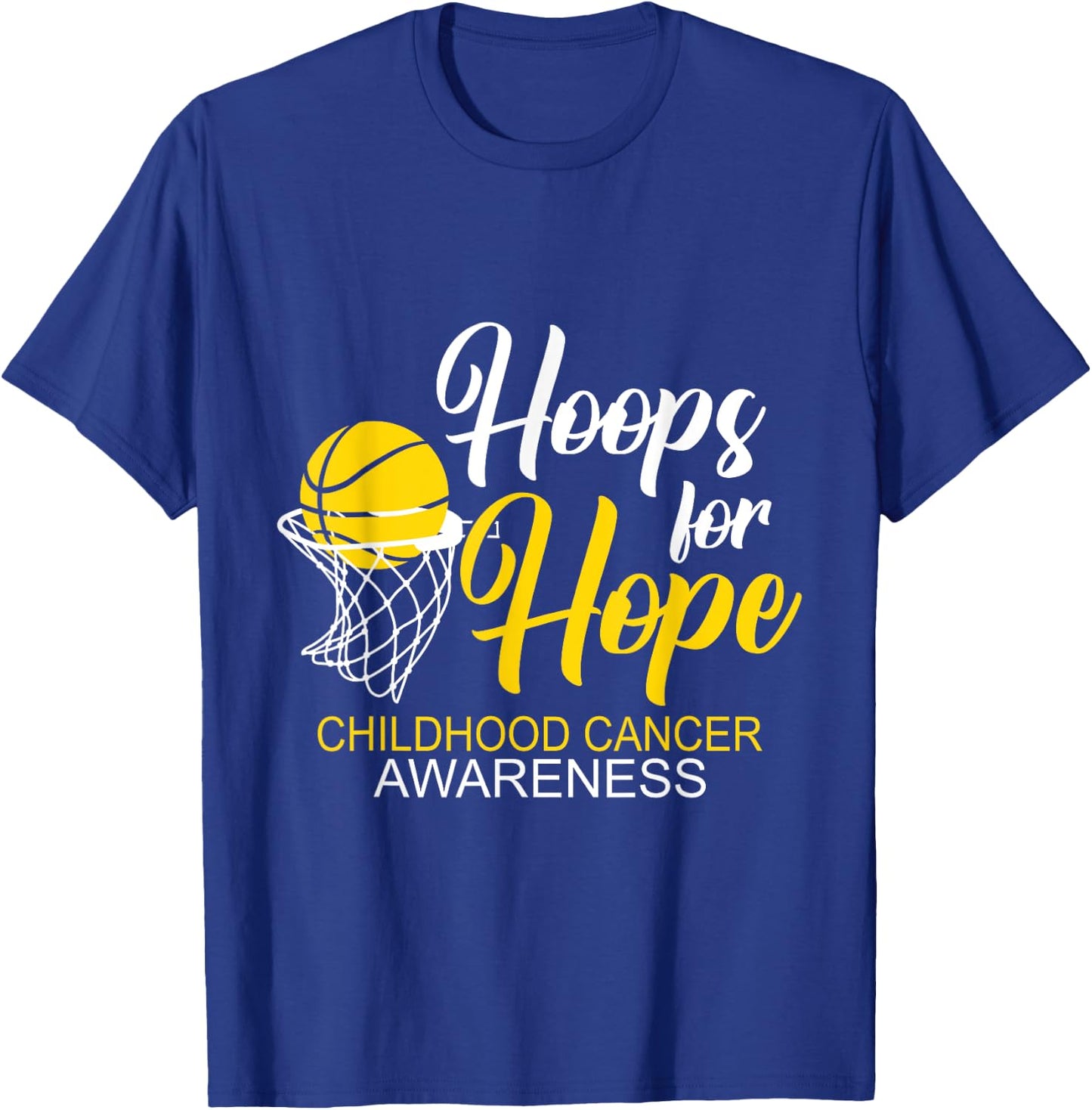 Hoops For Hope Basketball Player Childhood Cancer Awareness T-Shirt - T-Shirt | Royal