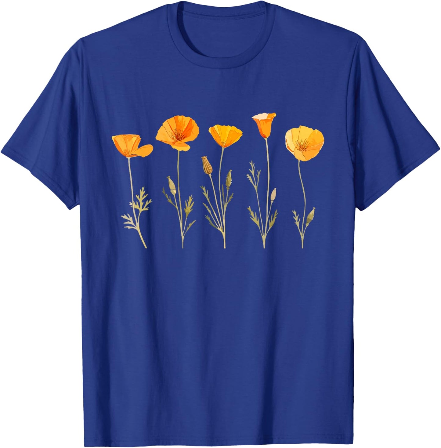 Vintage California Poppy Flower T-Shirt - T-Shirt | Royal
