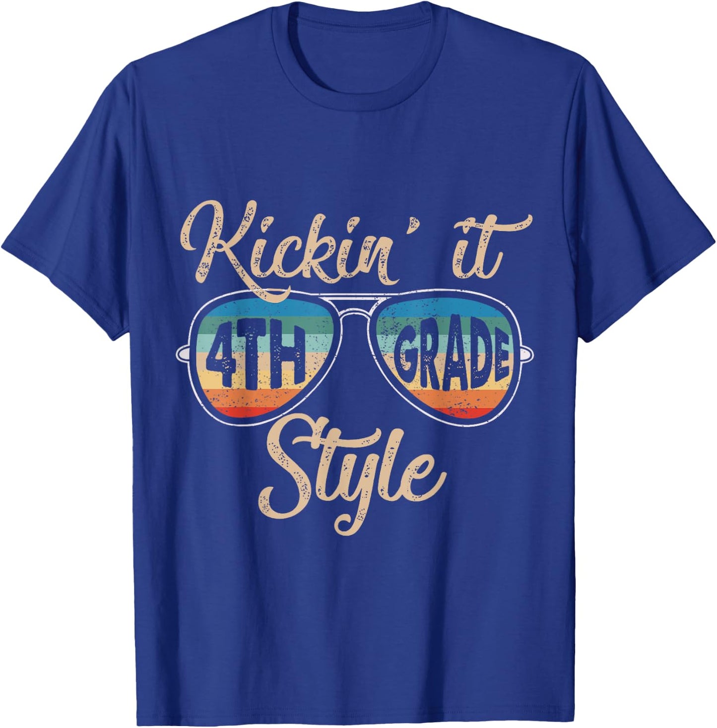 Kickin' It 4th Grade Style Back To School Elementary Teacher T-Shirt - T-Shirt | Royal