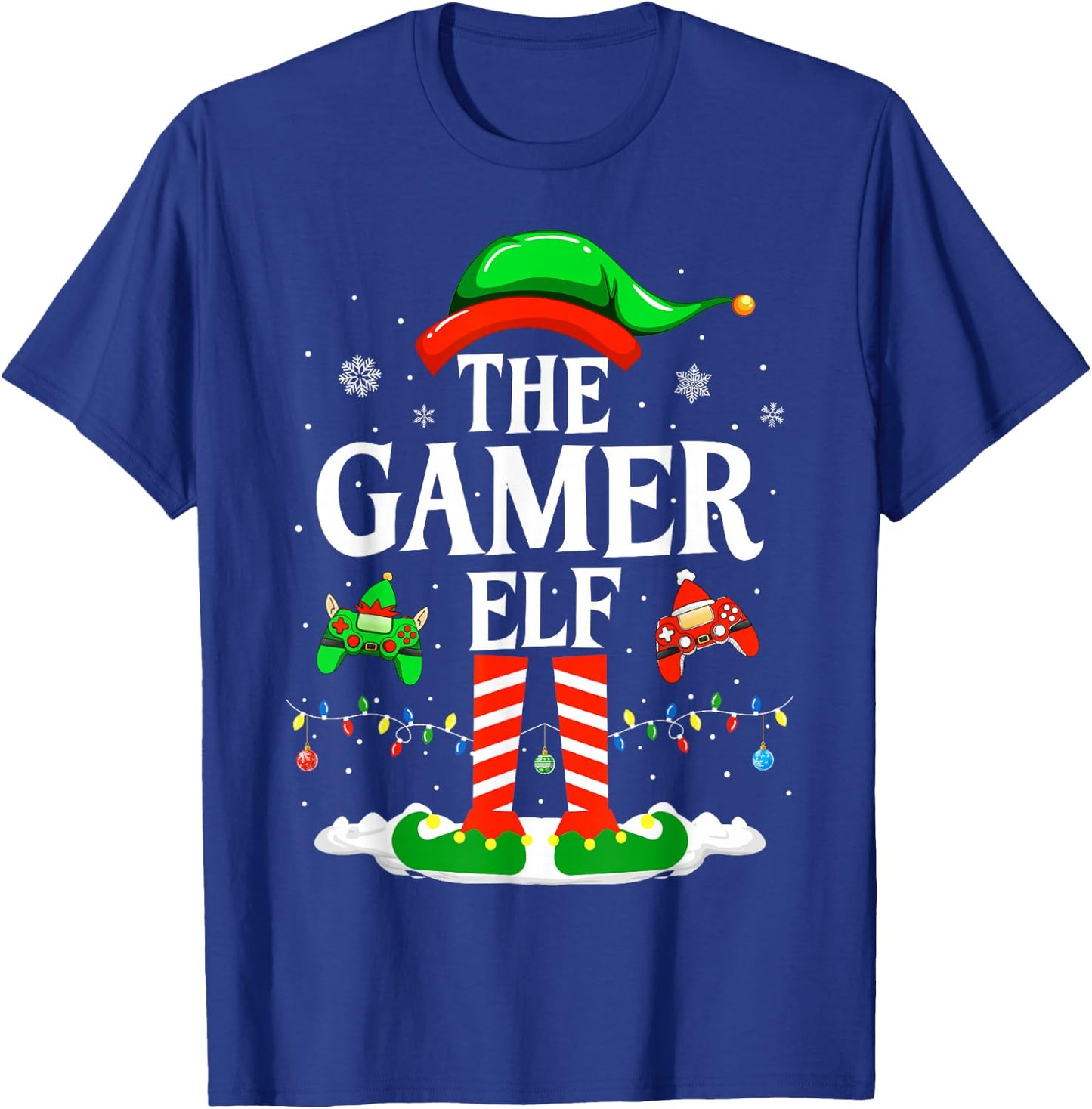 The Gamer Elf Funny Gaming Elf Christmas Gamer T-Shirt - T-Shirt | Royal