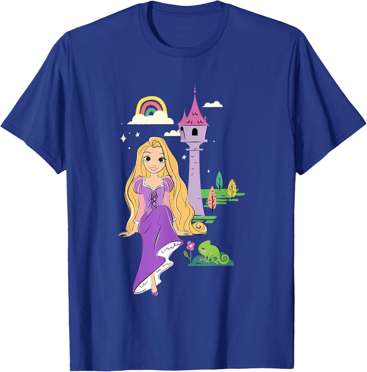 Disney Tangled Rapunzel & Pascal Rainbow Tower Sketch T-Shirt - T-Shirt | Royal