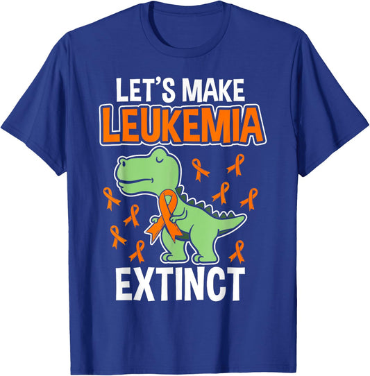 Leukemia Dinosaur Orange Ribbon T-rex Awareness Month T-Shirt - T-Shirt | Royal