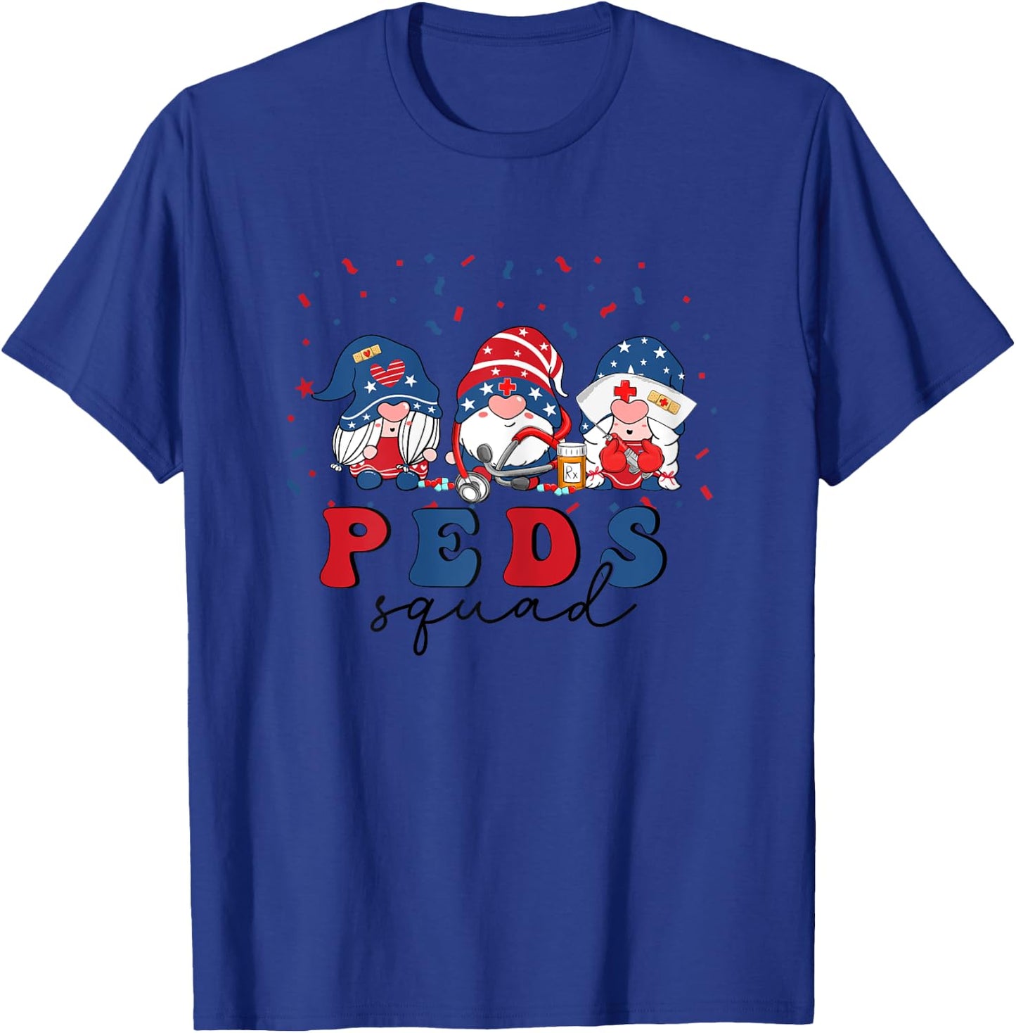 Peds Nurse 4th Of July Pediatric Nursing USA Stethoscope T-Shirt - T-Shirt | Royal