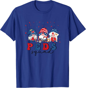 Peds Nurse 4th Of July Pediatric Nursing USA Stethoscope T-Shirt - T-Shirt | Royal
