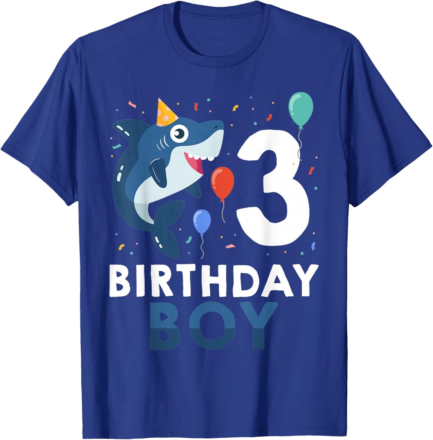 3rd Birthday Boy Shark Ocean 3 Year Old Funny B-Day Matching T-Shirt - T-Shirt | Royal
