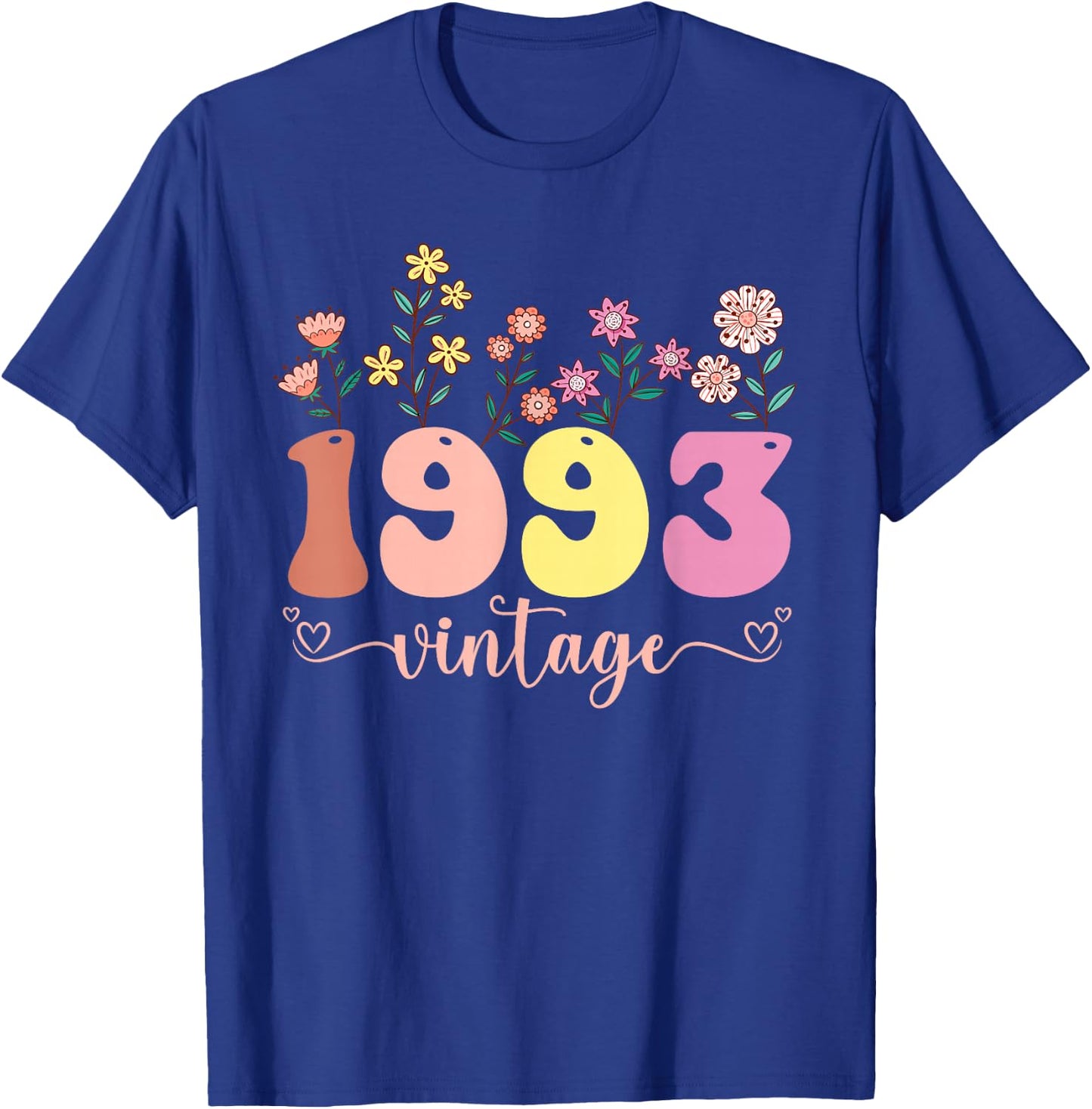 32 Years Old Vintage 1993 32nd Birthday Wildflower T-Shirt - T-Shirt | Royal