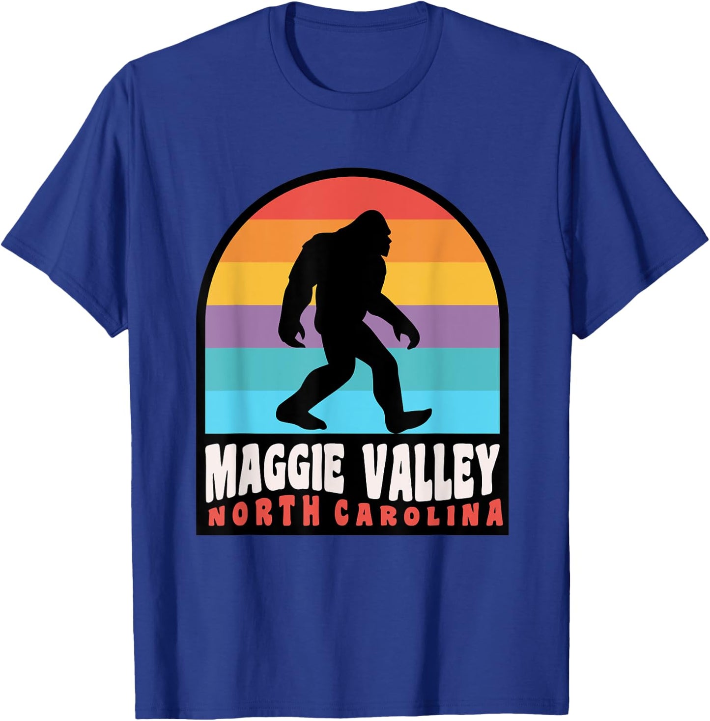 Maggie Valley NC Bigfoot Sasquatch Great Smoky Mountains T-Shirt - T-Shirt | Royal