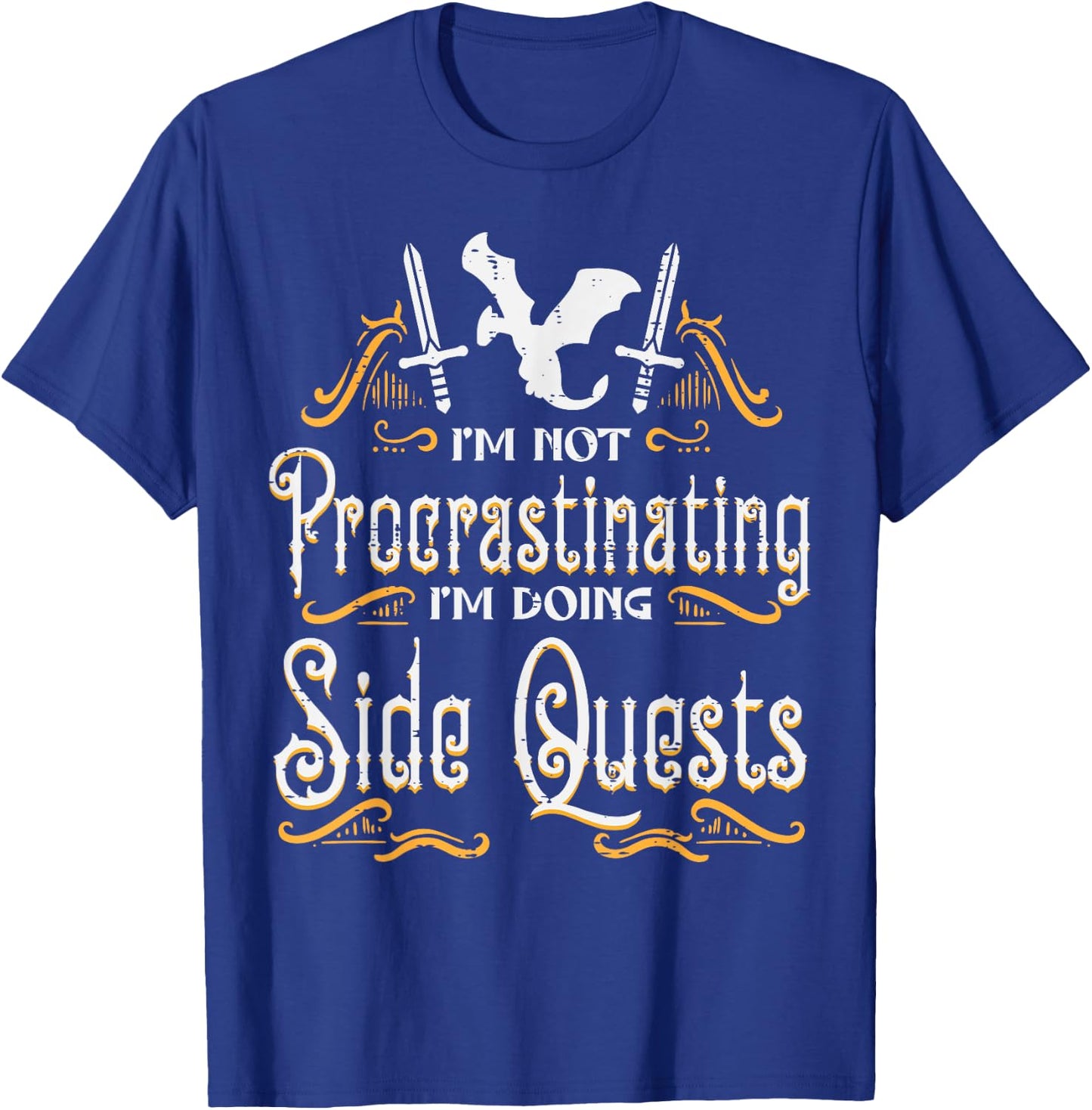 RPG Gamer Not Procrastinating Side Quest Funny Men Boys Kids T-Shirt - T-Shirt | Royal