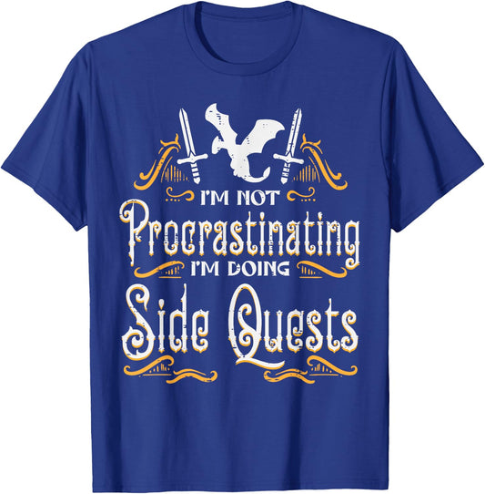 RPG Gamer Not Procrastinating Side Quest Funny Men Boys Kids T-Shirt - T-Shirt | Royal