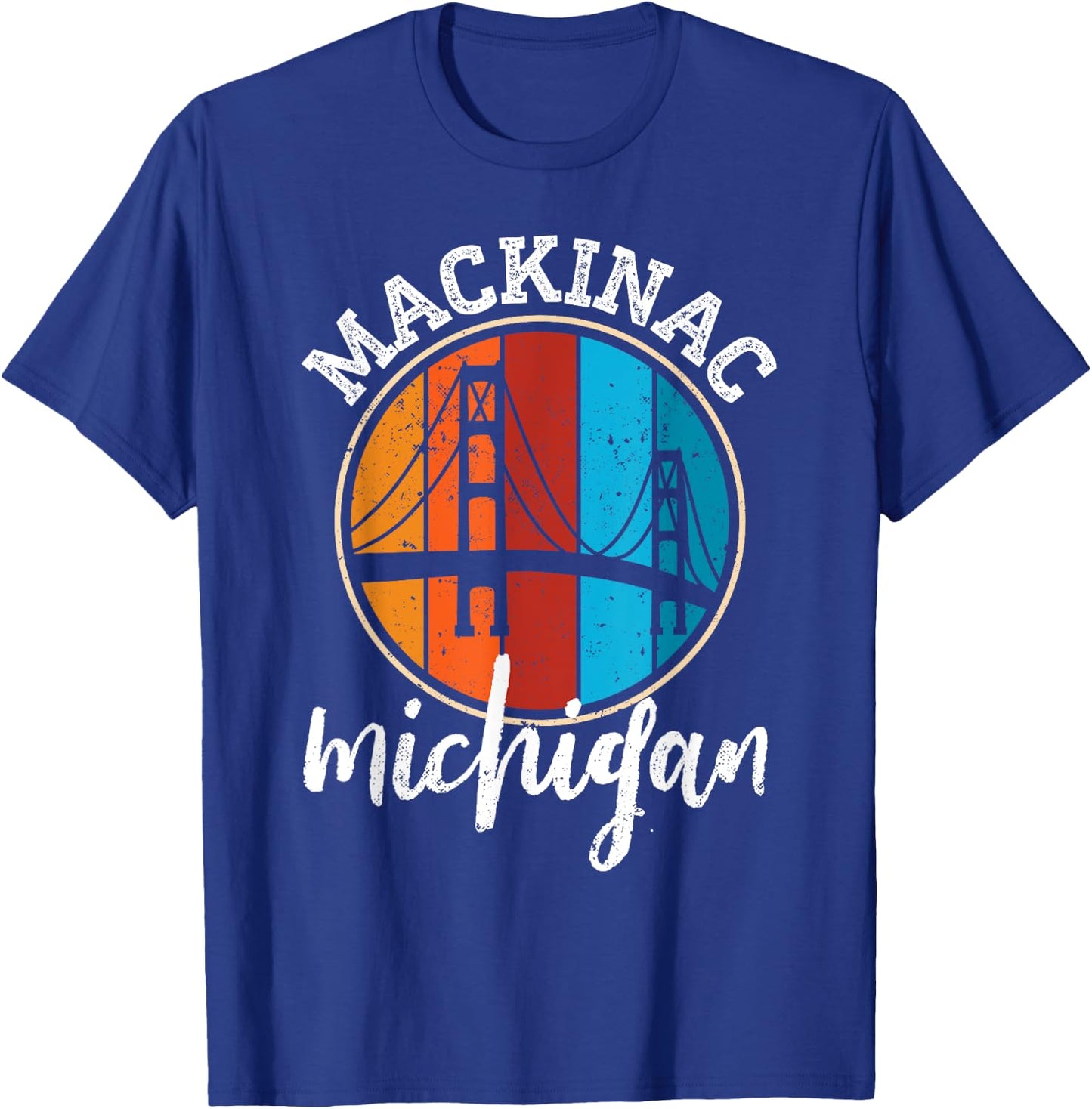 Retro Mackinac Bridge Mackinaw Vintage Michigan Souvenir T-Shirt - T-Shirt | Royal