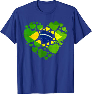 Brazilian Flag Heart Idea & Brazil Flag Heritage T-Shirt - T-Shirt | Royal