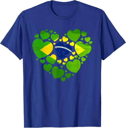 Brazilian Flag Heart Idea & Brazil Flag Heritage T-Shirt - T-Shirt | Royal