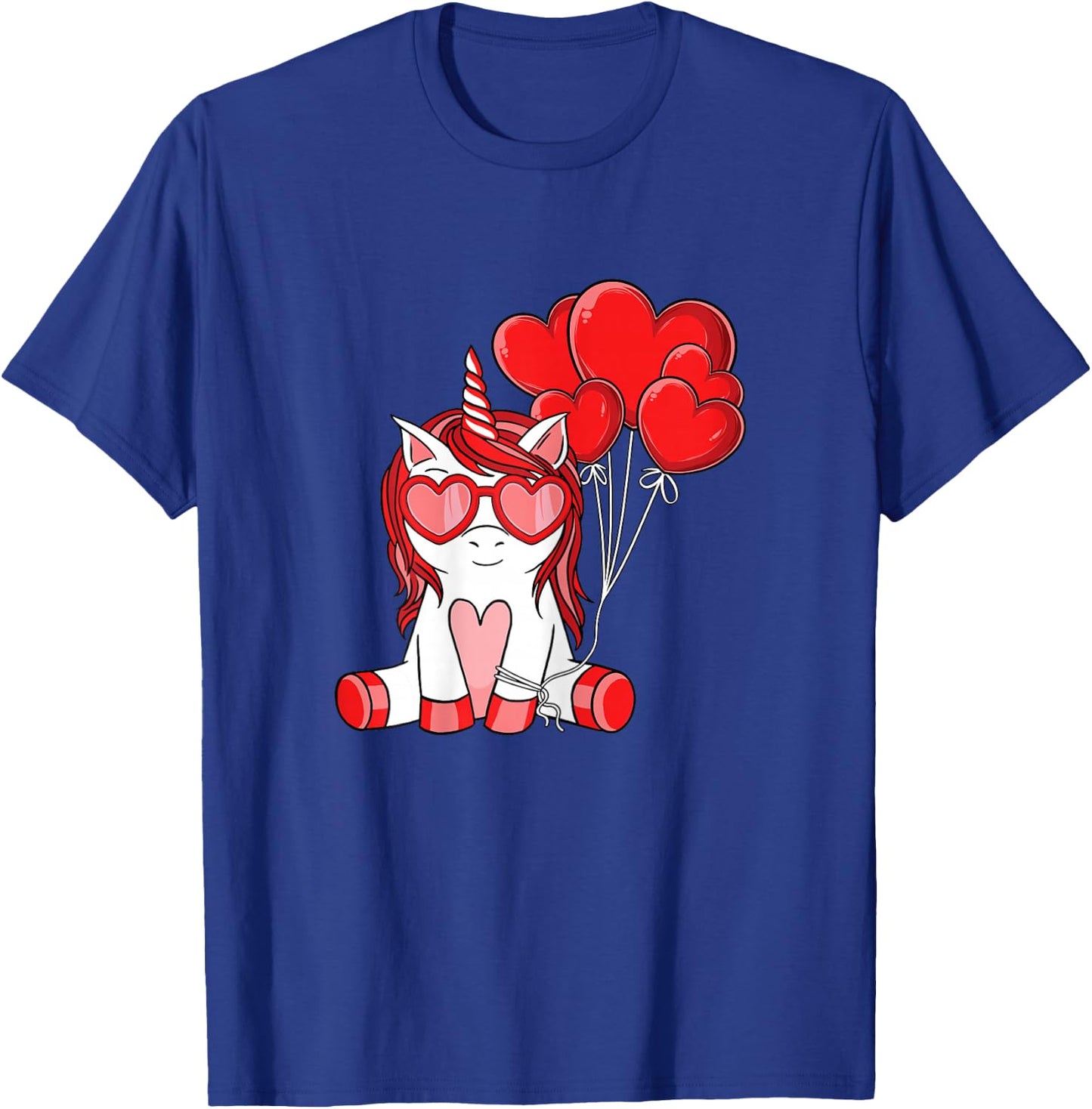 Cute Valentines Day Unicorn Lover Heart Balloon Girls Kids T-Shirt - T-Shirt | Royal