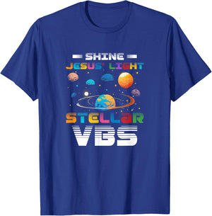 Stellar Bible School VBS Shine Jesus Light Christian T-Shirt - T-Shirt | Royal