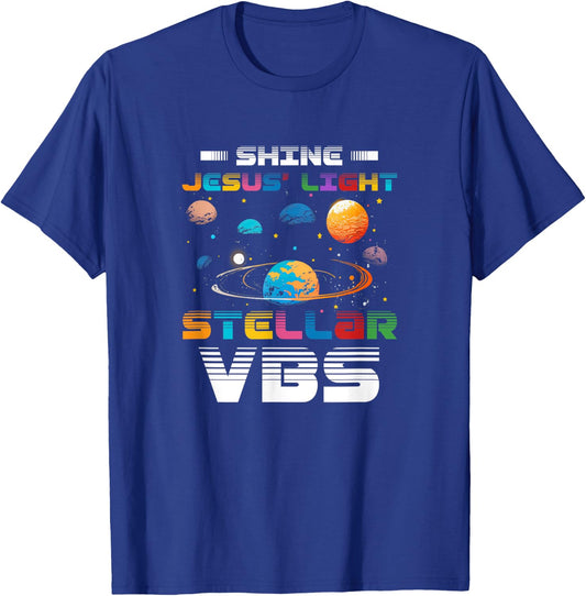 Stellar Bible School VBS Shine Jesus Light Christian T-Shirt - T-Shirt | Royal