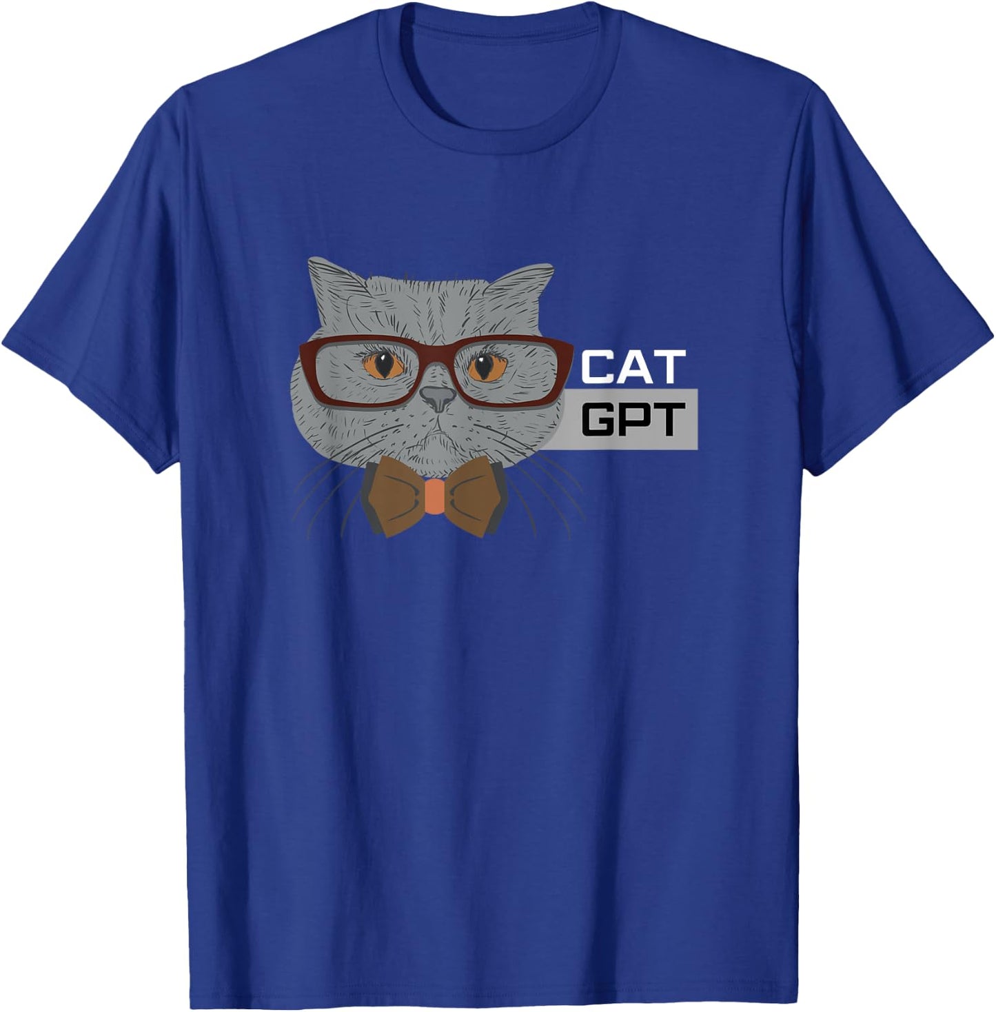 Cat GPT Working Ai Cat , Funny Geek Cat Lovers & Chat GPT T-Shirt - T-Shirt | Royal