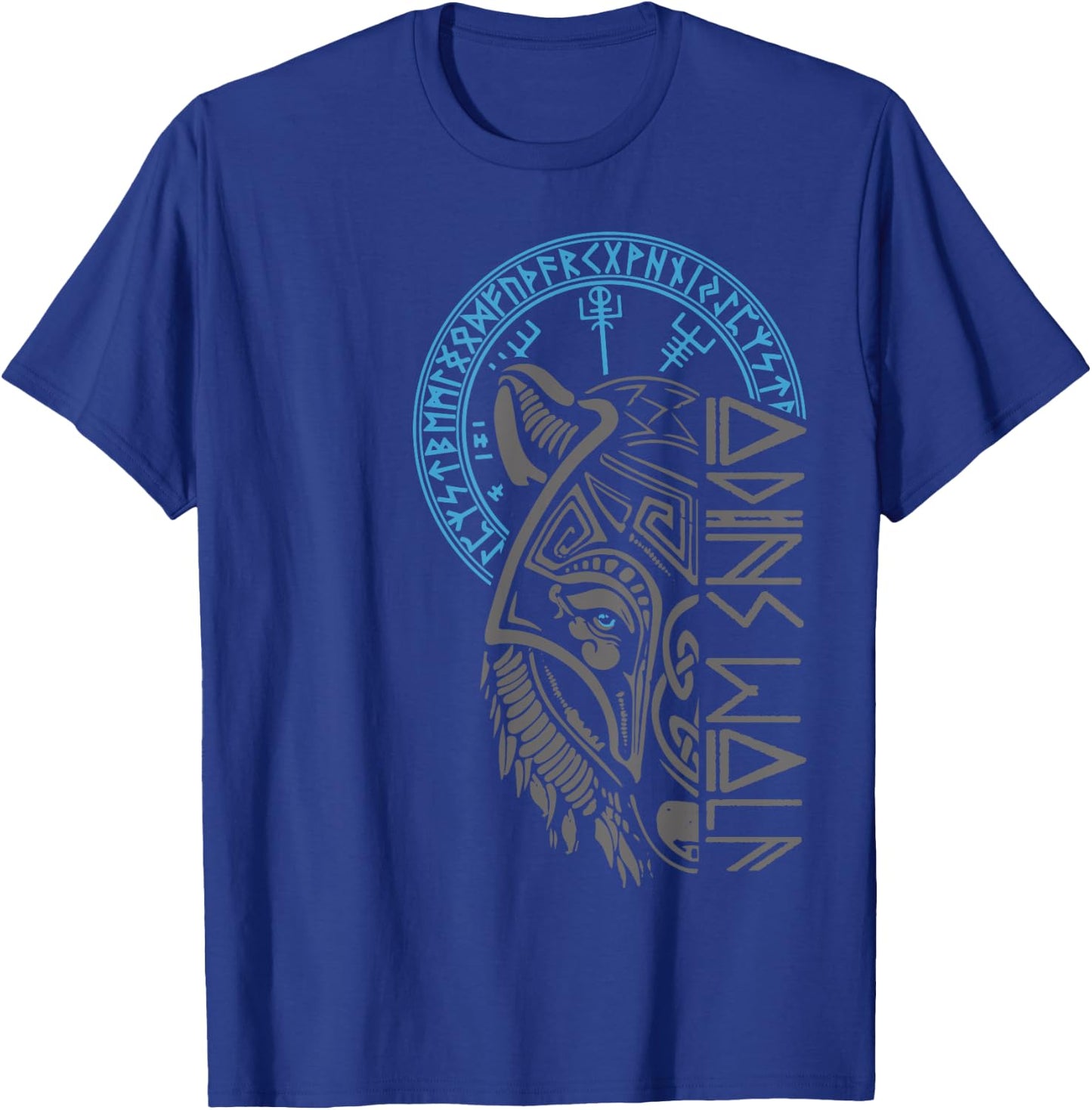 Odin's Wolf Mask Runes Norse Compass Valhalla Vikings T-Shirt - T-Shirt | Royal