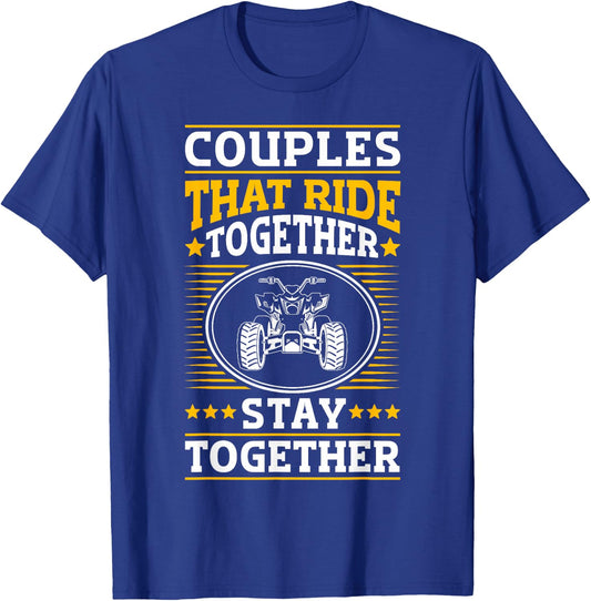 ATV quad biker quad bike vintage couples driving T-Shirt - T-Shirt | Royal