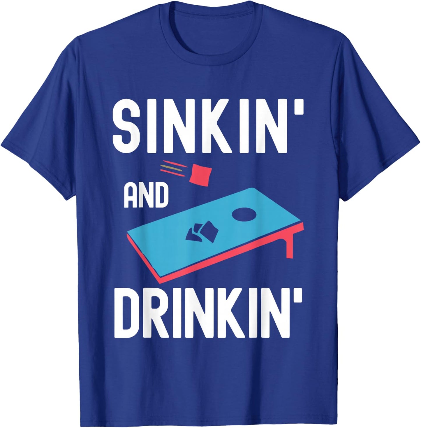 Sinking And Drinking Cornhole Player Funny Bean Bag T-Shirt - T-Shirt | Royal