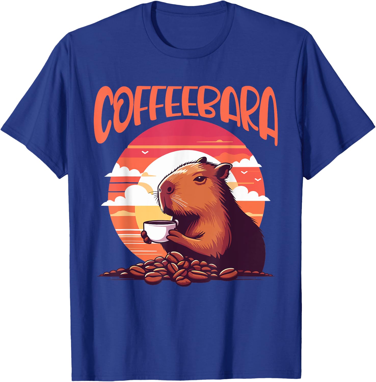 Coffeebara capybara and coffee fun T-Shirt - T-Shirt | Royal