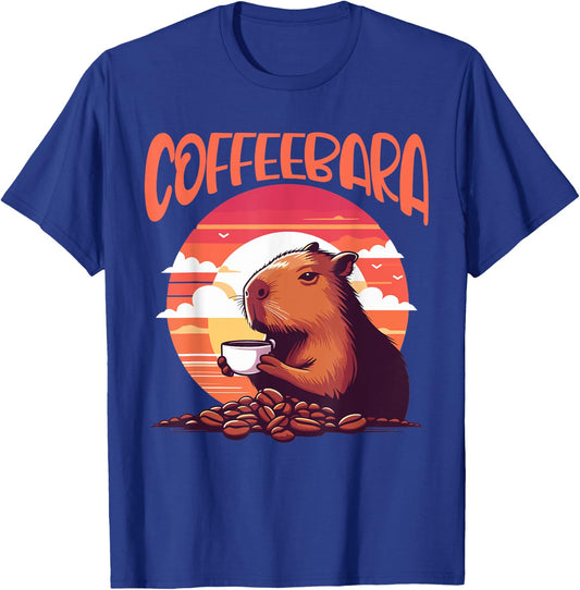 Coffeebara capybara and coffee fun T-Shirt - T-Shirt | Royal