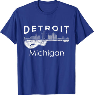 Detroit Souvenir Men Michigan Music Electric Guitar Small T-Shirt - T-Shirt | Royal