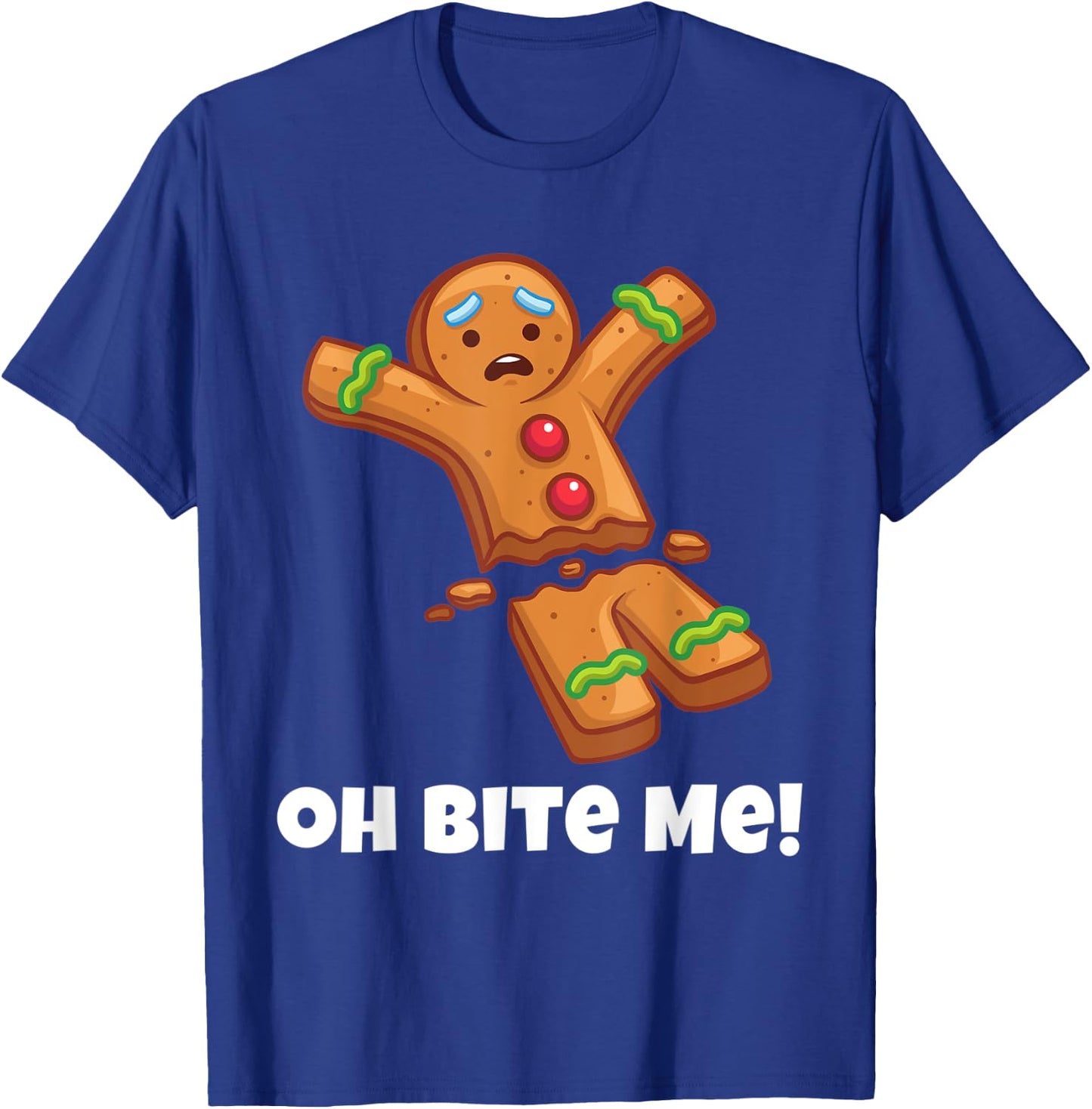 Funny Christmas Gingerbread Man Bite Me Naughty Adult Humor T-Shirt - T-Shirt | Royal