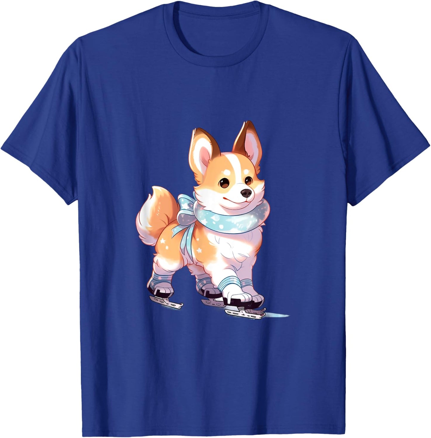 Corgi Ice Skating Dog Figure Skater Kids Girls Women T-Shirt - T-Shirt | Royal