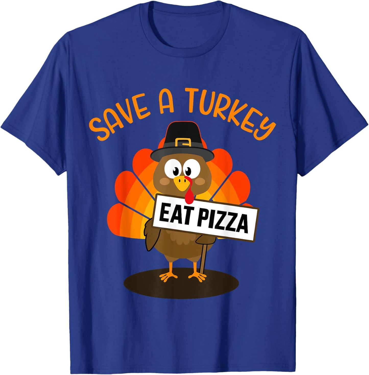 Vegan or vegetarian thanksgiving save a turkey eat pizza T-Shirt - T-Shirt | Royal