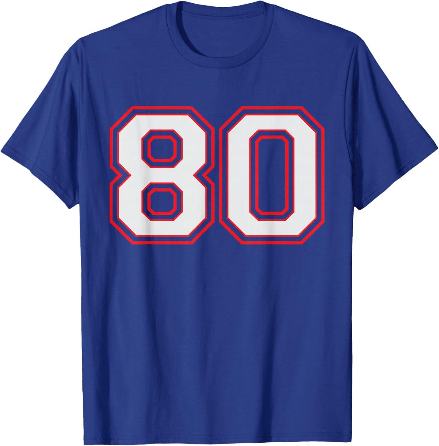 Red Number 80 Sports Player Jersey Fun Game Winner #80 Lucky T-Shirt - T-Shirt | Royal
