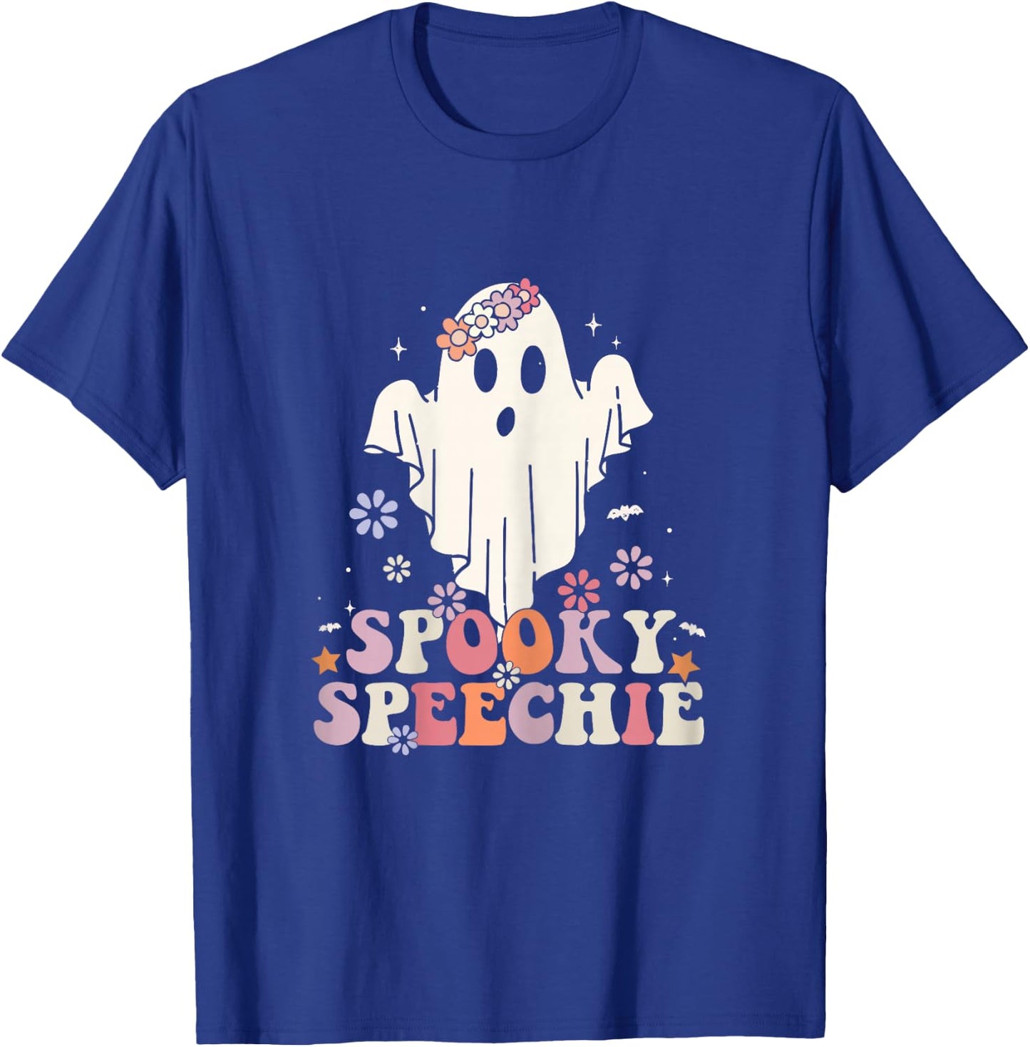 Retro Speech Therapy Halloween Spooky Speechie Language T-Shirt - T-Shirt | Royal