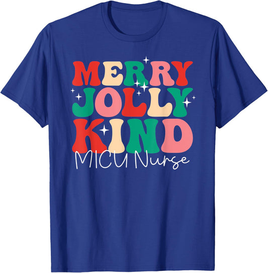 One Jolly Retro Christmas Matching MICU T-Shirt - T-Shirt | Royal
