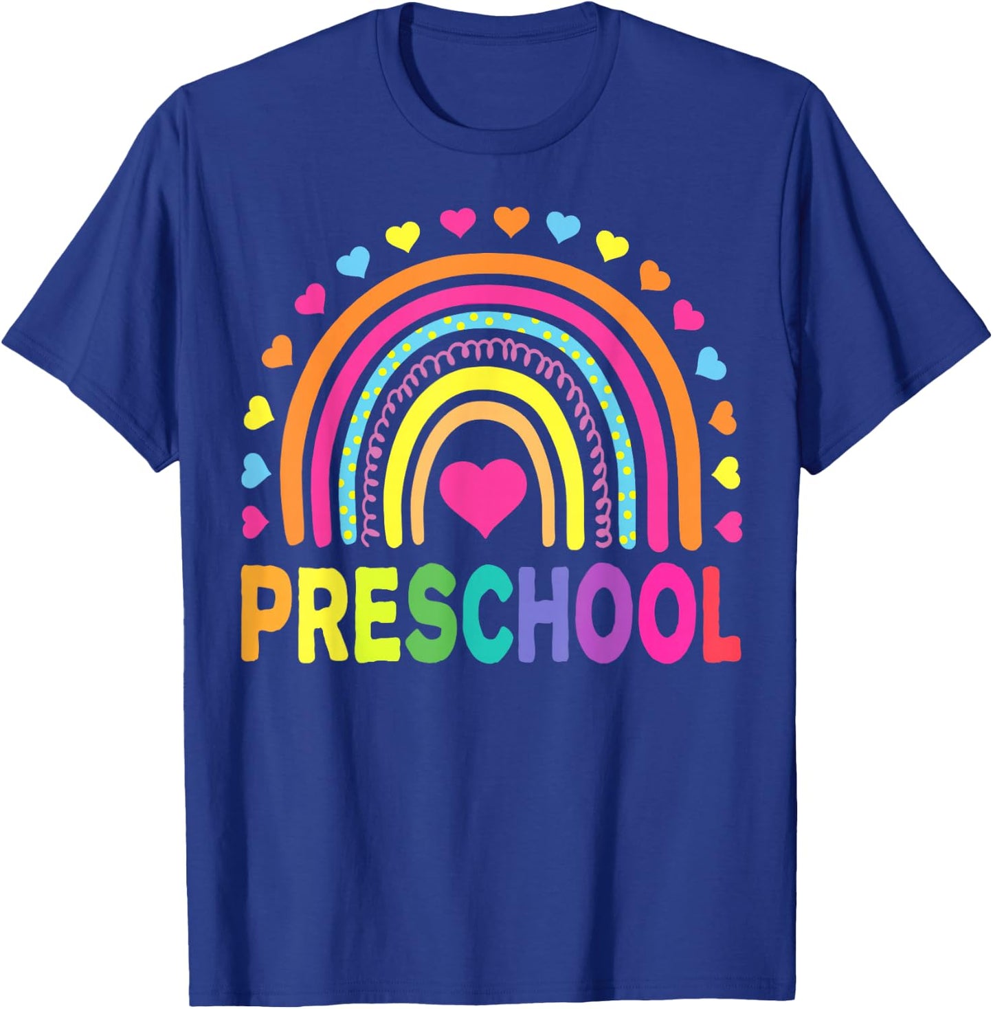 Preschool Rainbow Girls Boys Kids Teacher Back to School T-Shirt - T-Shirt | Royal