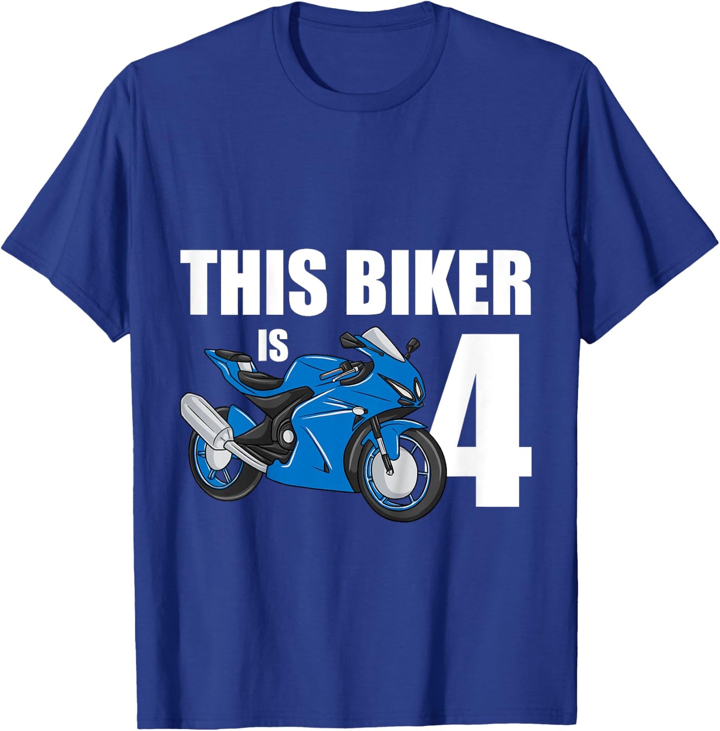 Kids Motorcycle 4th Birthday 4 Year Old Toddler Boys T-Shirt - T-Shirt | Royal