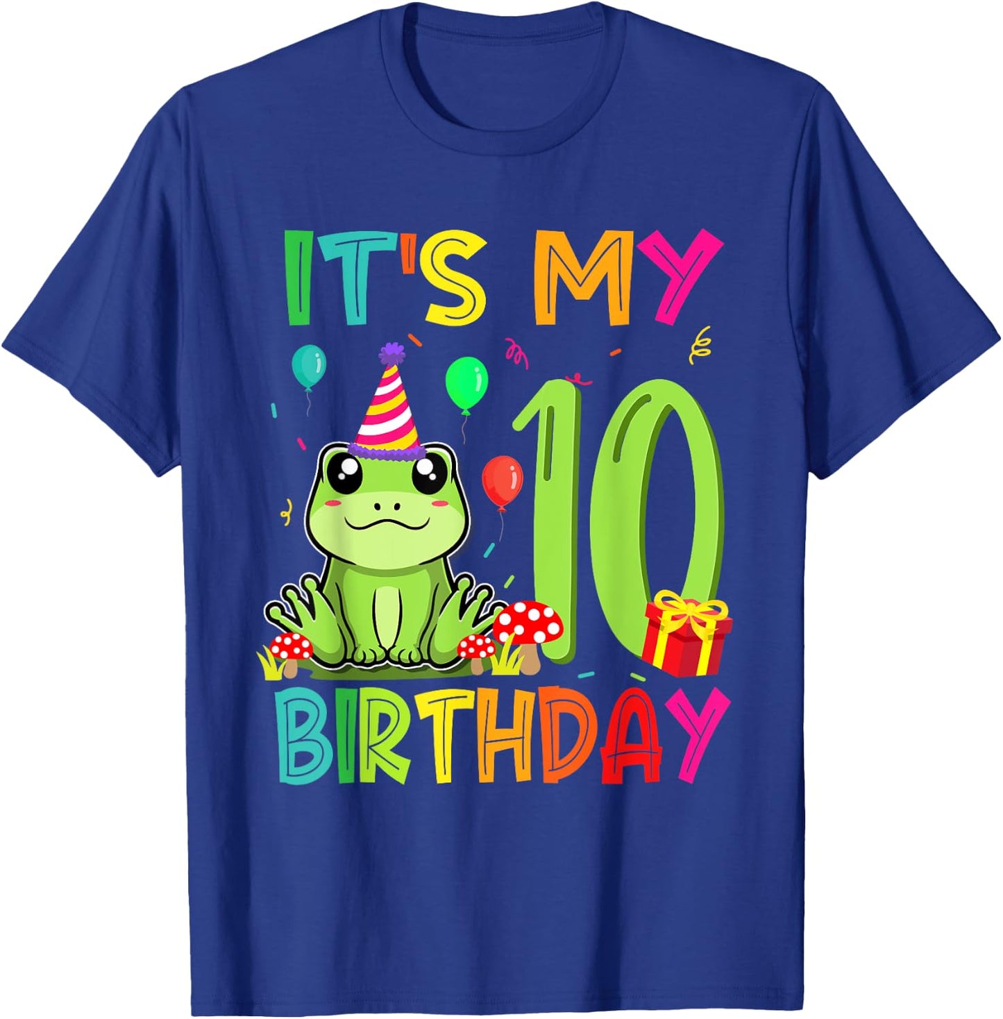 Its My 10th Birthday Frog Animal 10 Years Old Theme T-Shirt - T-Shirt | Royal
