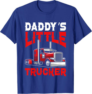 Kids Daddy's little trucker Funny Boys Semi truck T-Shirt - T-Shirt | Royal
