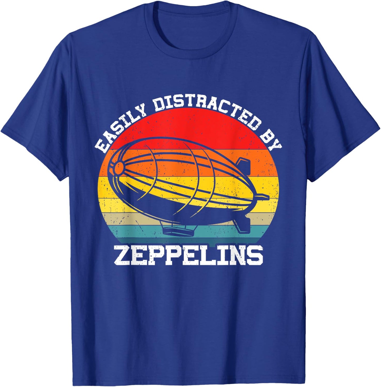 Retro Zeppelin 70s 80s Dirigible Airship Zepelin Zepplin T-Shirt - T-Shirt | Royal