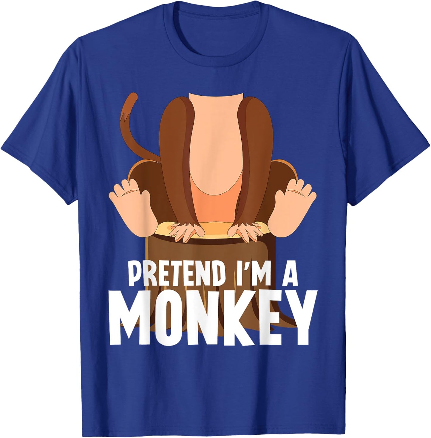 Pretend I'm A Monkey Funny Halloween Lazy Costume Monkey T-Shirt - T-Shirt | Royal