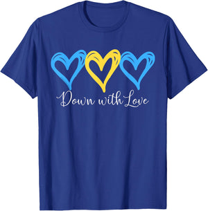 Pretty Down With Love World Down Syndrome Awareness Day T-Shirt - T-Shirt | Royal
