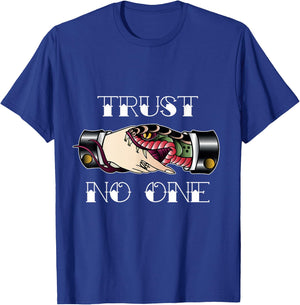 Trust No One Vintage Snake Hand Shake T-Shirt - T-Shirt | Royal