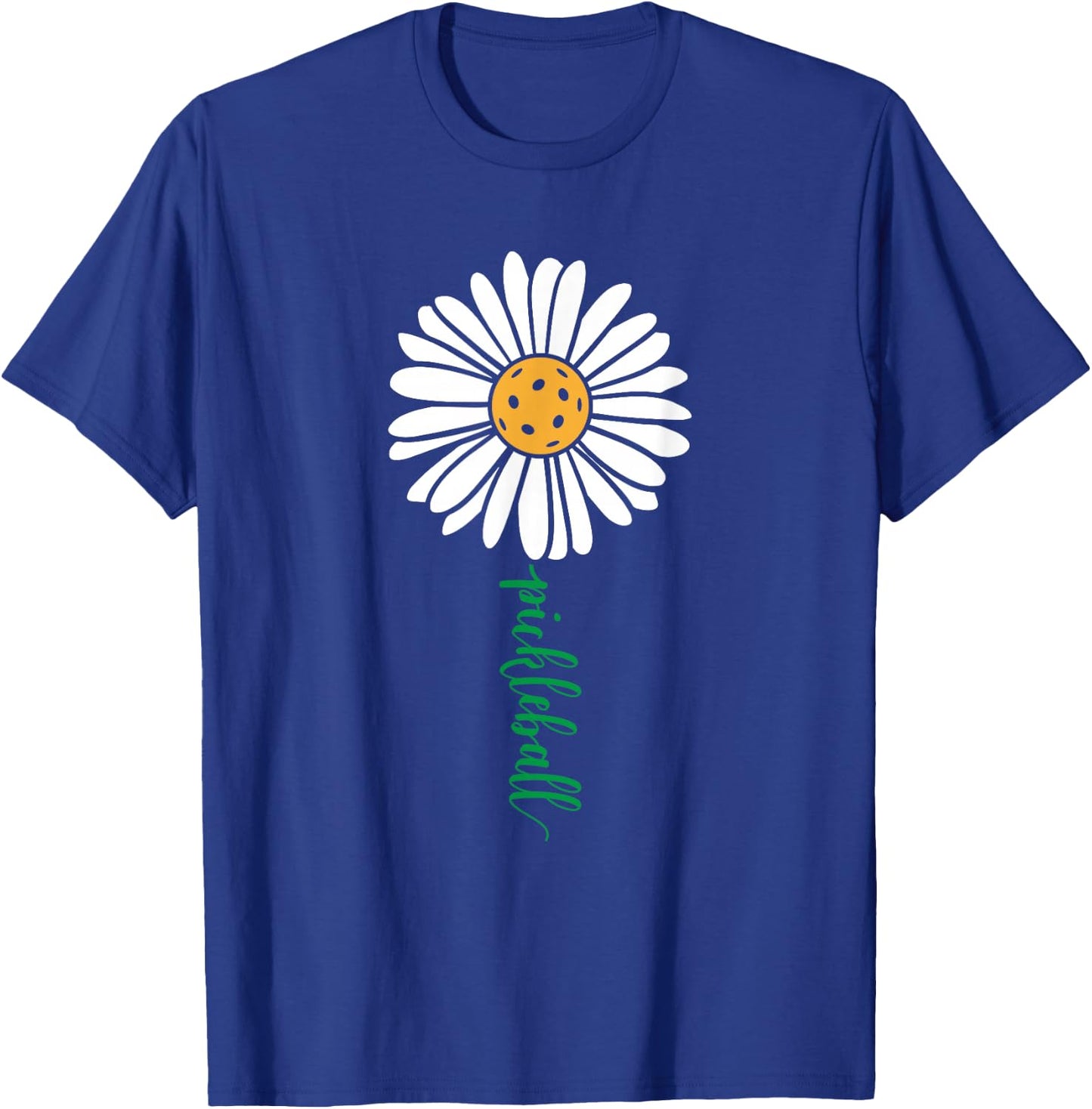 Threadrock Adults & Kids Pickleball Daisy Flower Short Sleeve , Black, Small T-Shirt - T-Shirt | Royal