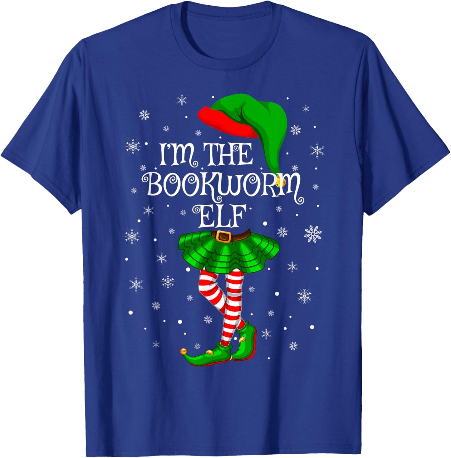 Matching Family Group I'm The Bookworm Elf Christmas T-Shirt - T-Shirt | Royal