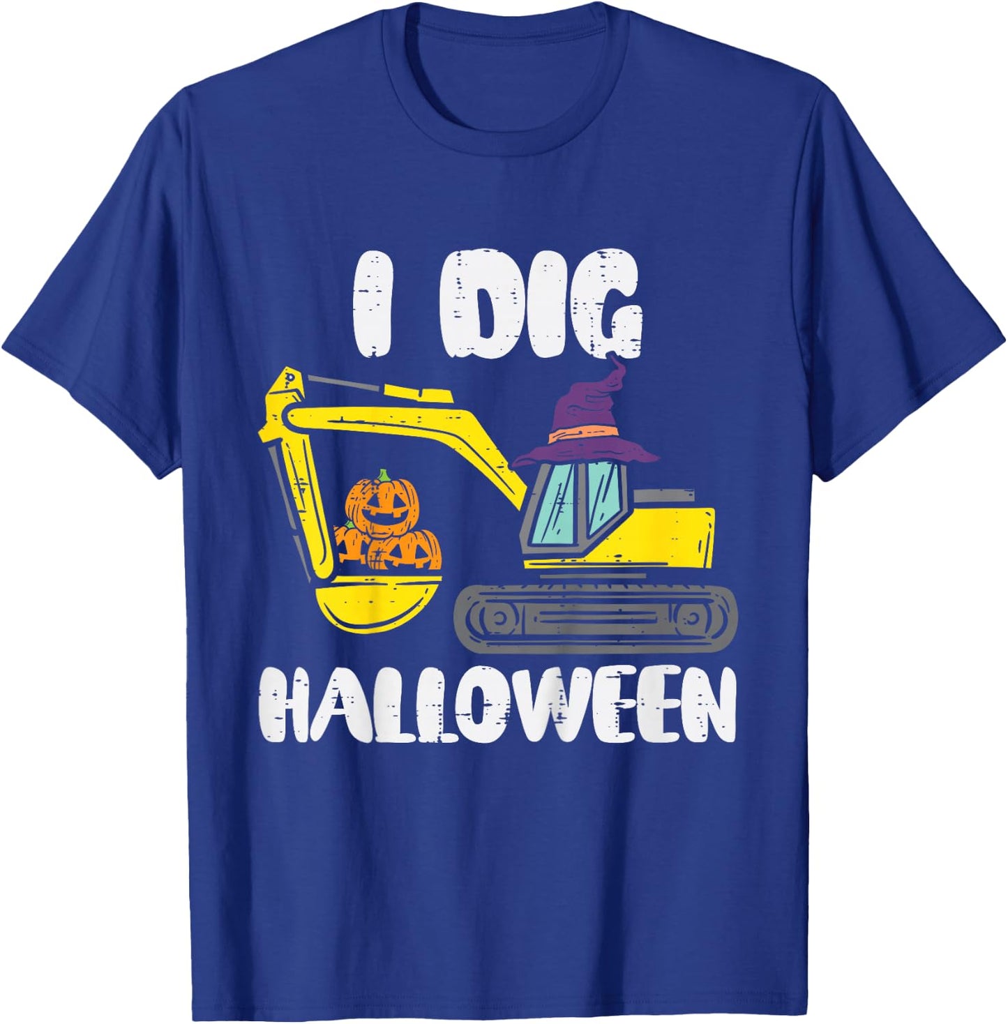 Kids Excavator Dig Halloween Cute Truck Toddler Boys Kids T-Shirt - T-Shirt | Royal