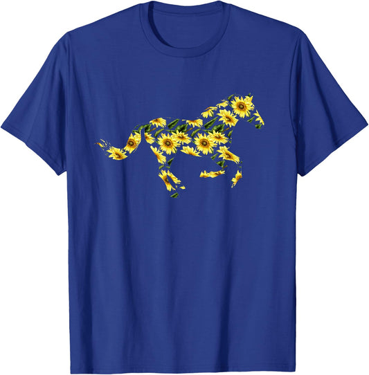 Horse with sunflowers sunflower Horse riding Horses flower T-Shirt - T-Shirt | Royal