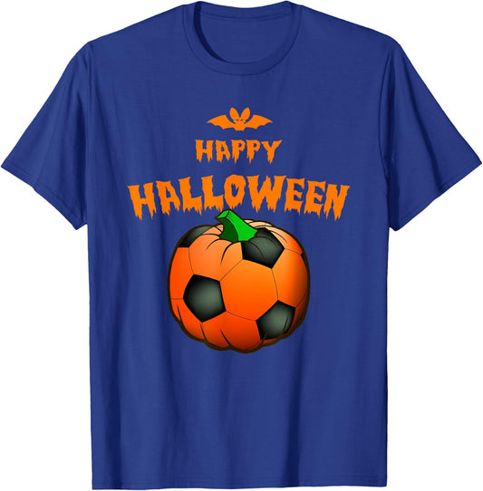 Pumpkin Soccer Ball Lazy Halloween Costume Cool Sport T-Shirt - T-Shirt | Royal
