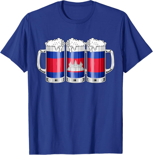 Beer Cambodian Shirt - Beer Cambodia Flag Patriotic T-Shirt - T-Shirt | Royal