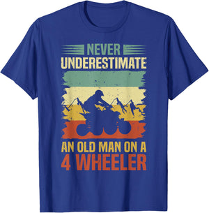 Funny Never Underestimate An Old Man On A 4 Wheeler ATV T-Shirt - T-Shirt | Royal