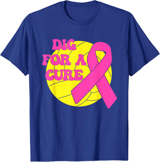 Dig For A Cure Water polo Pink Out Breast Cancer Awareness T-Shirt - T-Shirt | Royal