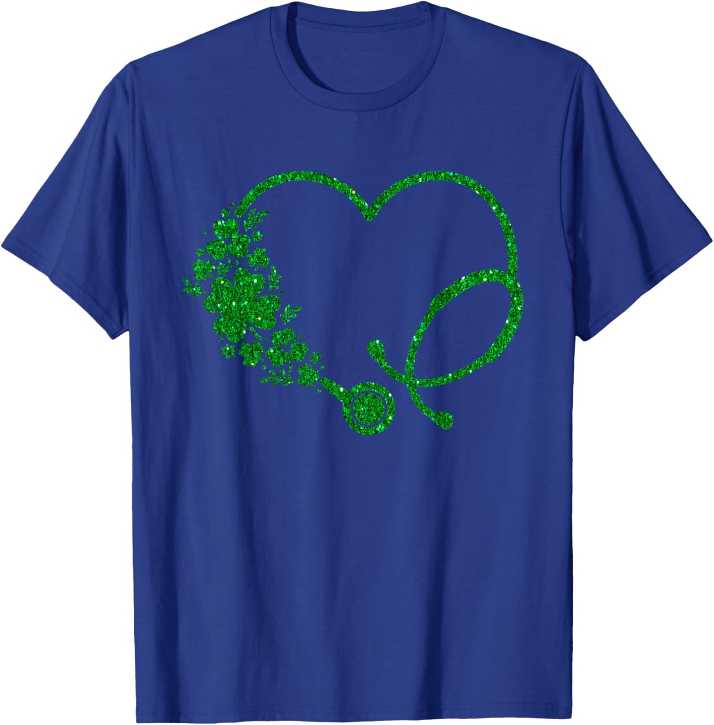 Nurse St Patricks Day Stethoscope Green Heart Shamrock T-Shirt - T-Shirt | Royal